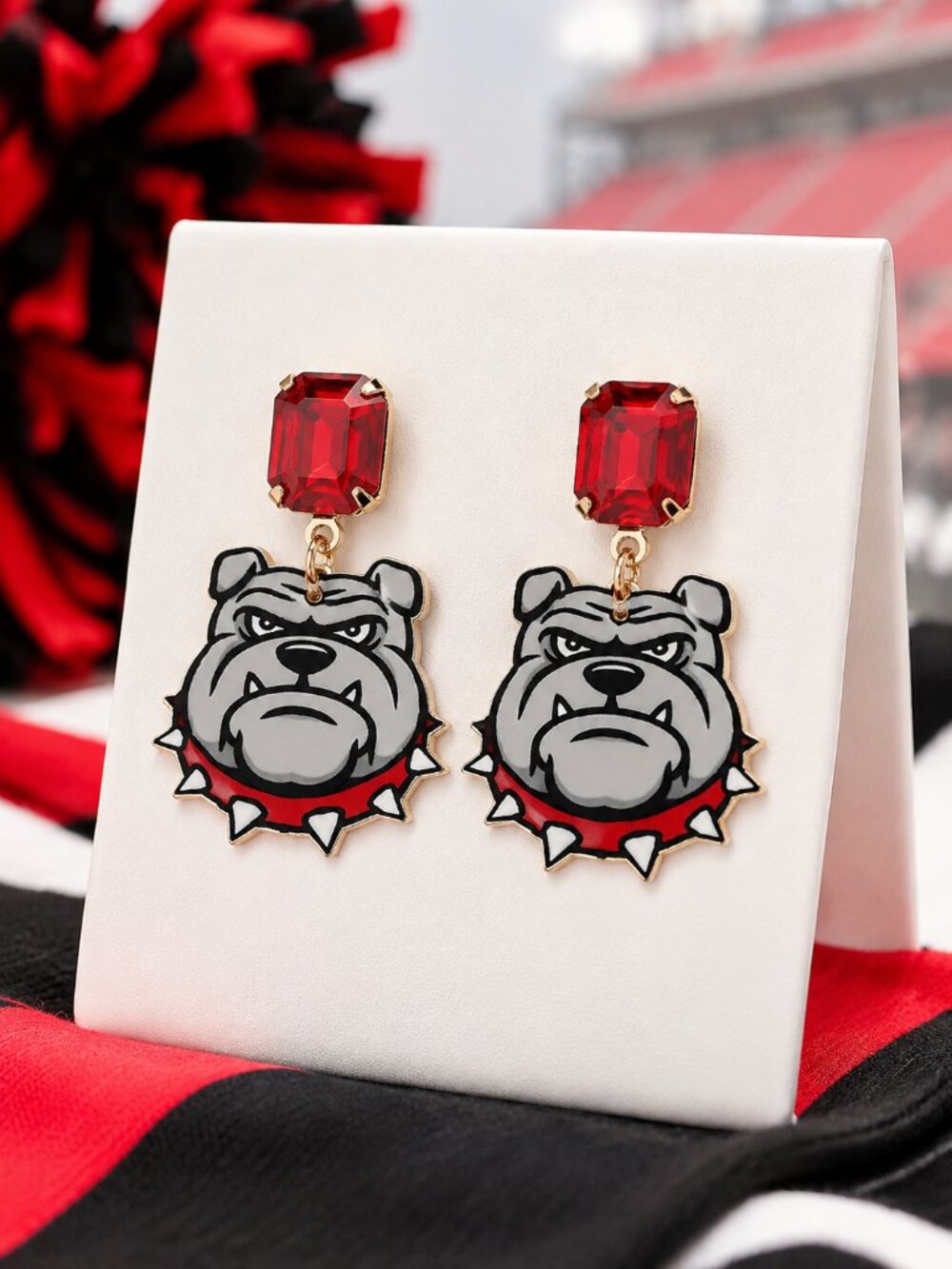 University of Georgia Bulldogs UGA Football Gameday Red + Black Fan Earrings